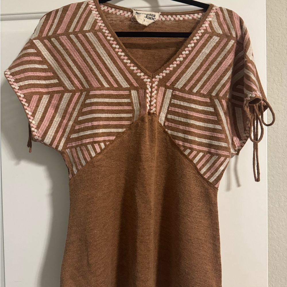 Savanna Jane Brown and Pink Knit Top